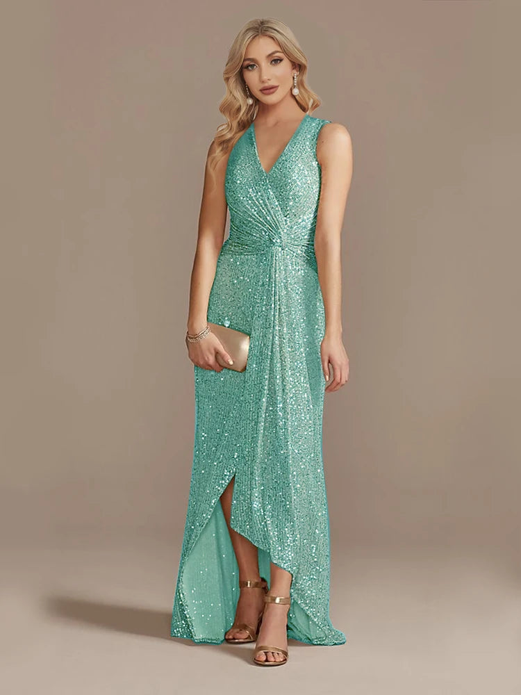 Luxury Sequin Sleeveless Evening Gown