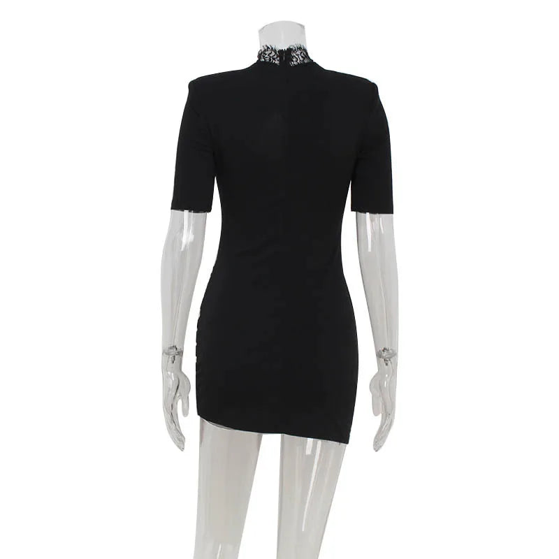 Midnight Elegance Lace Mini Dress