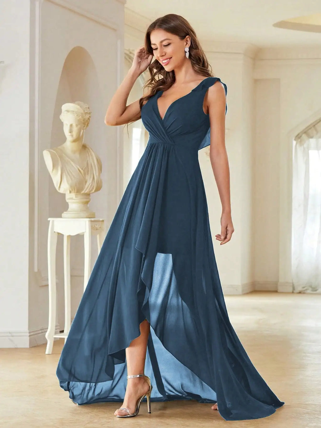 Elegant Chiffon-high-low-maxi-dress