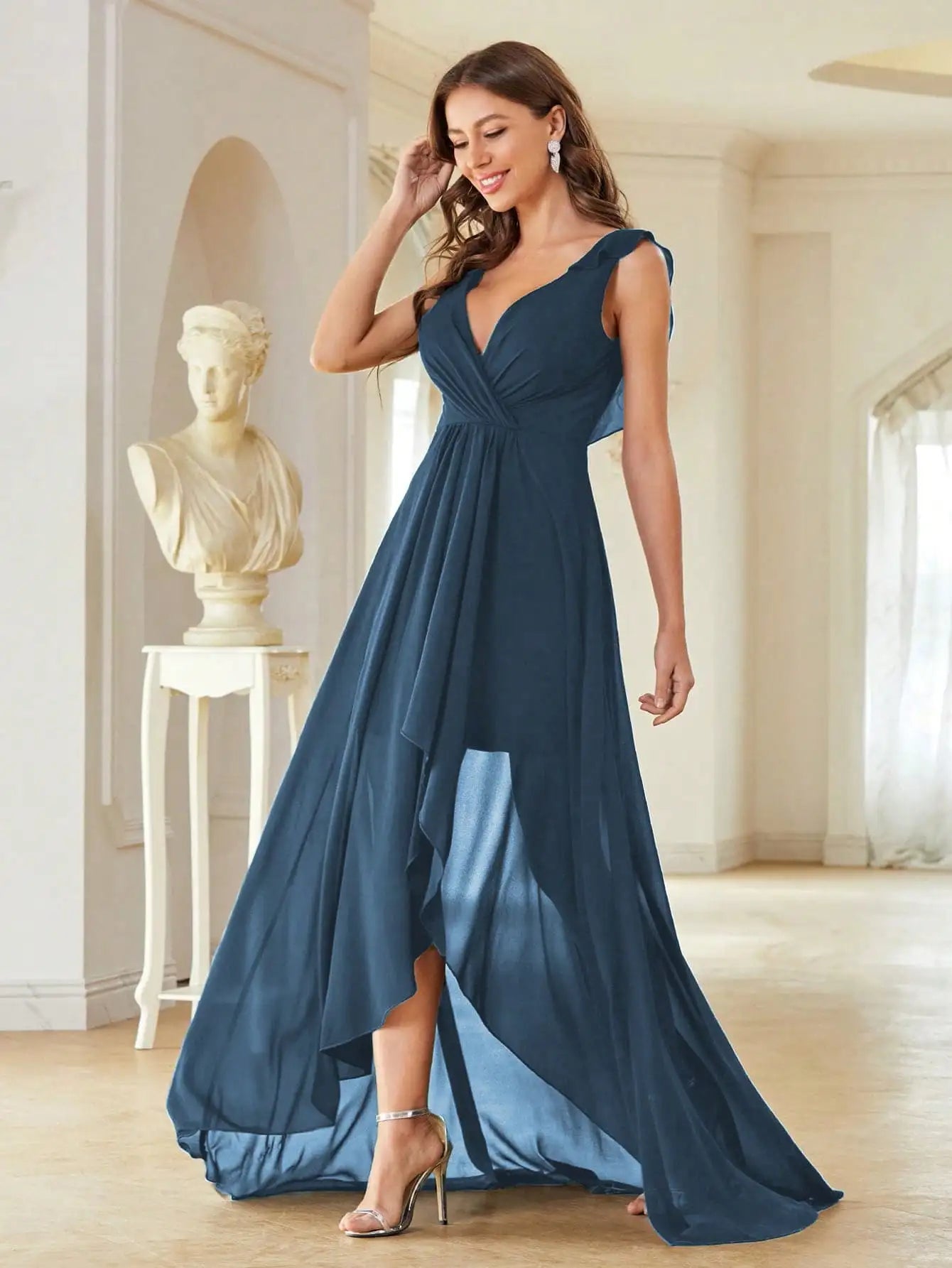 Elegant Chiffon-high-low-maxi-dress
