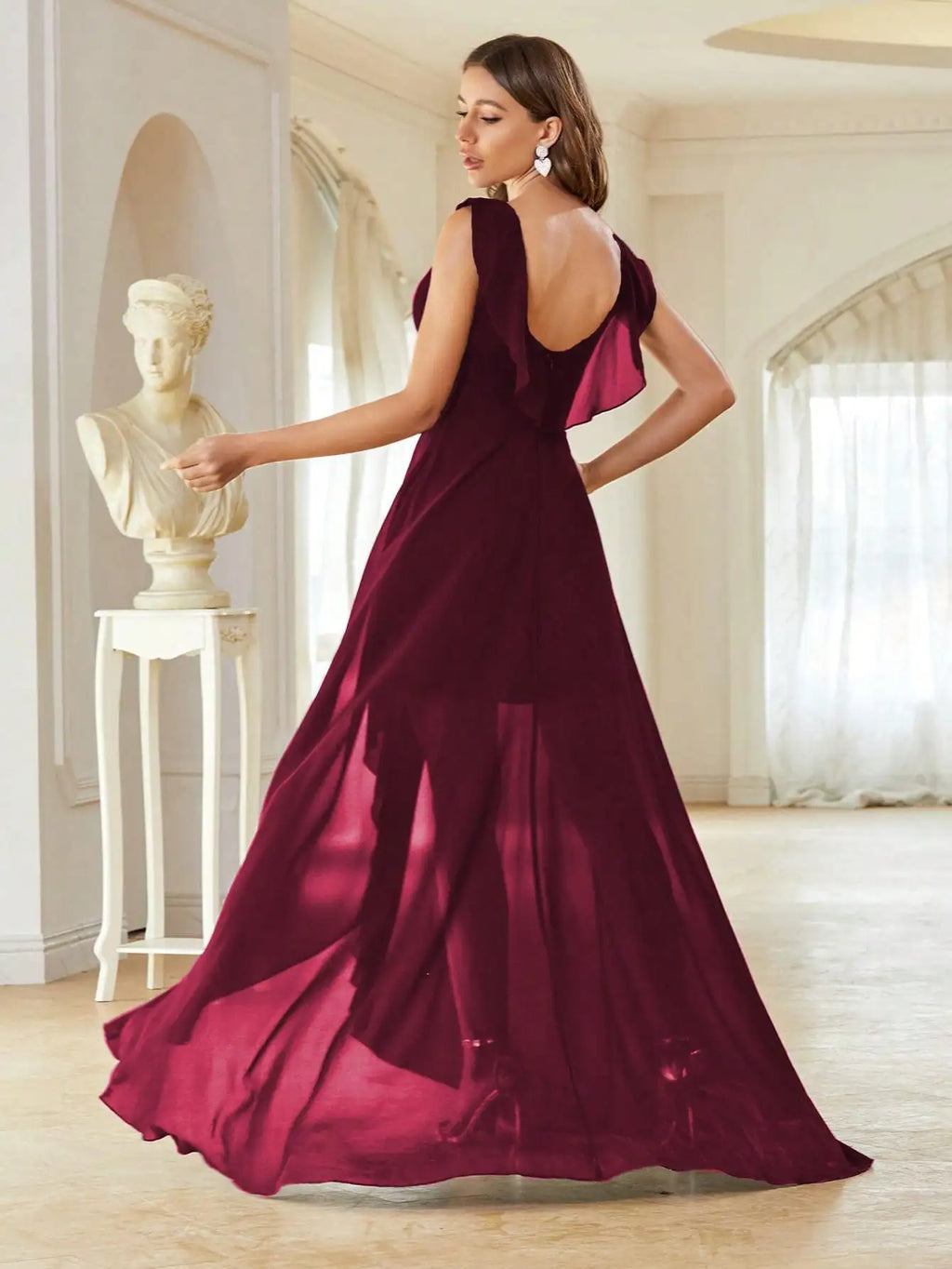 Elegant Chiffon-high-low-maxi-dress