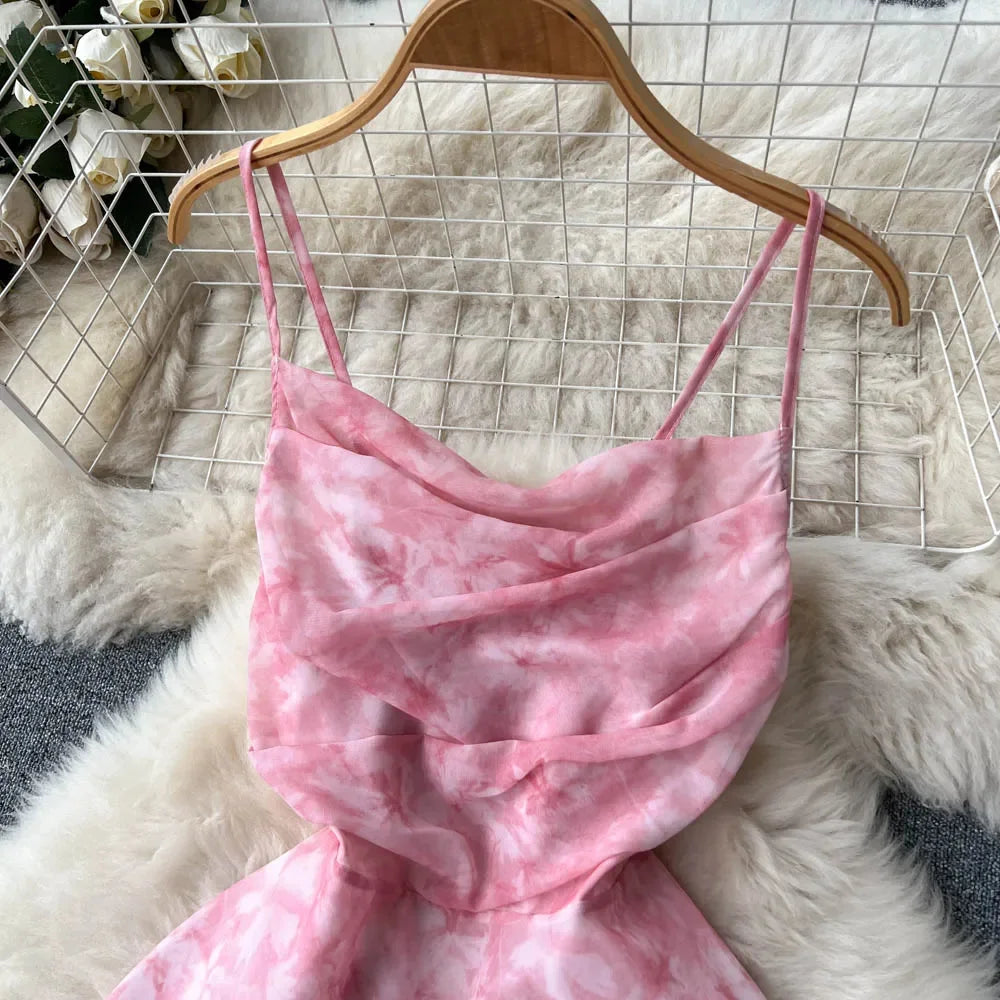 Elegant Floral Chiffon Midi Dress