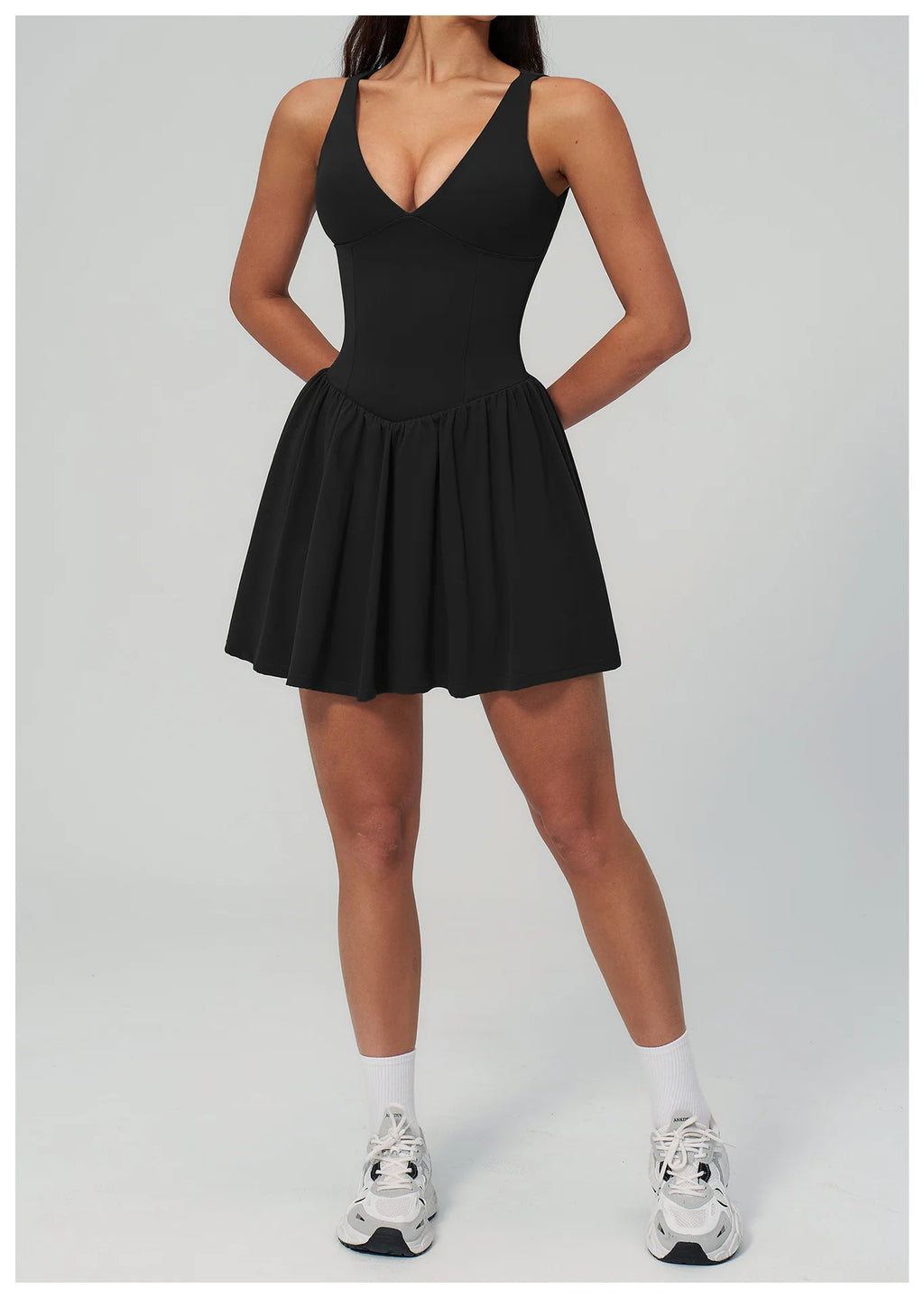 Elegant V-Neck Sleeveless Mini Dress | Luree Fashions