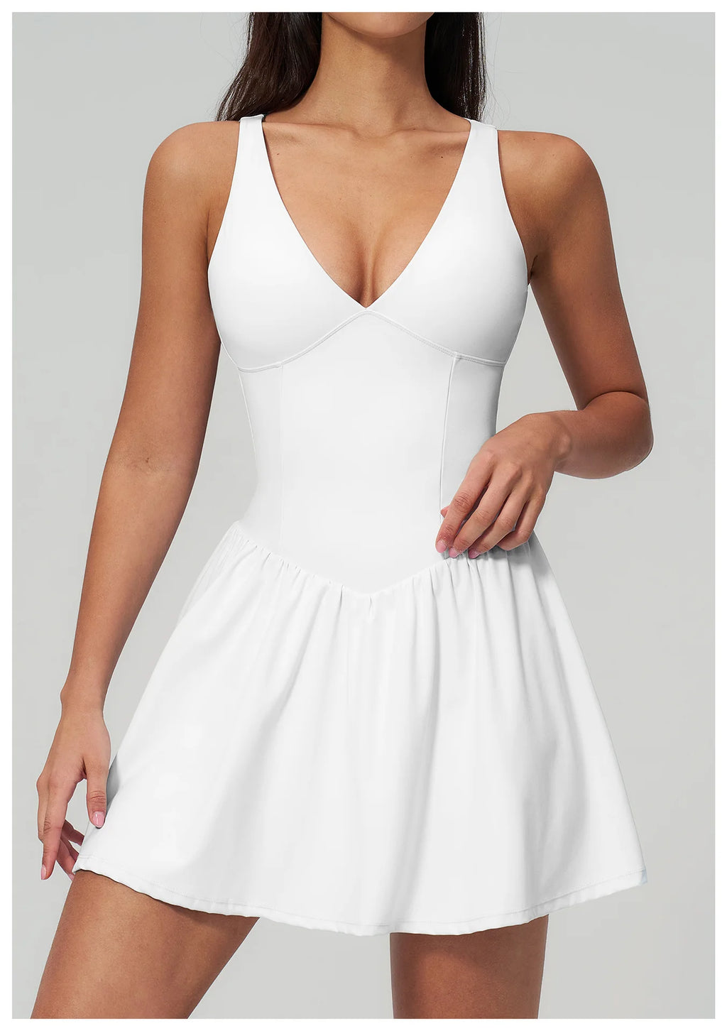 Elegant V-Neck Sleeveless Mini Dress | Luree Fashions