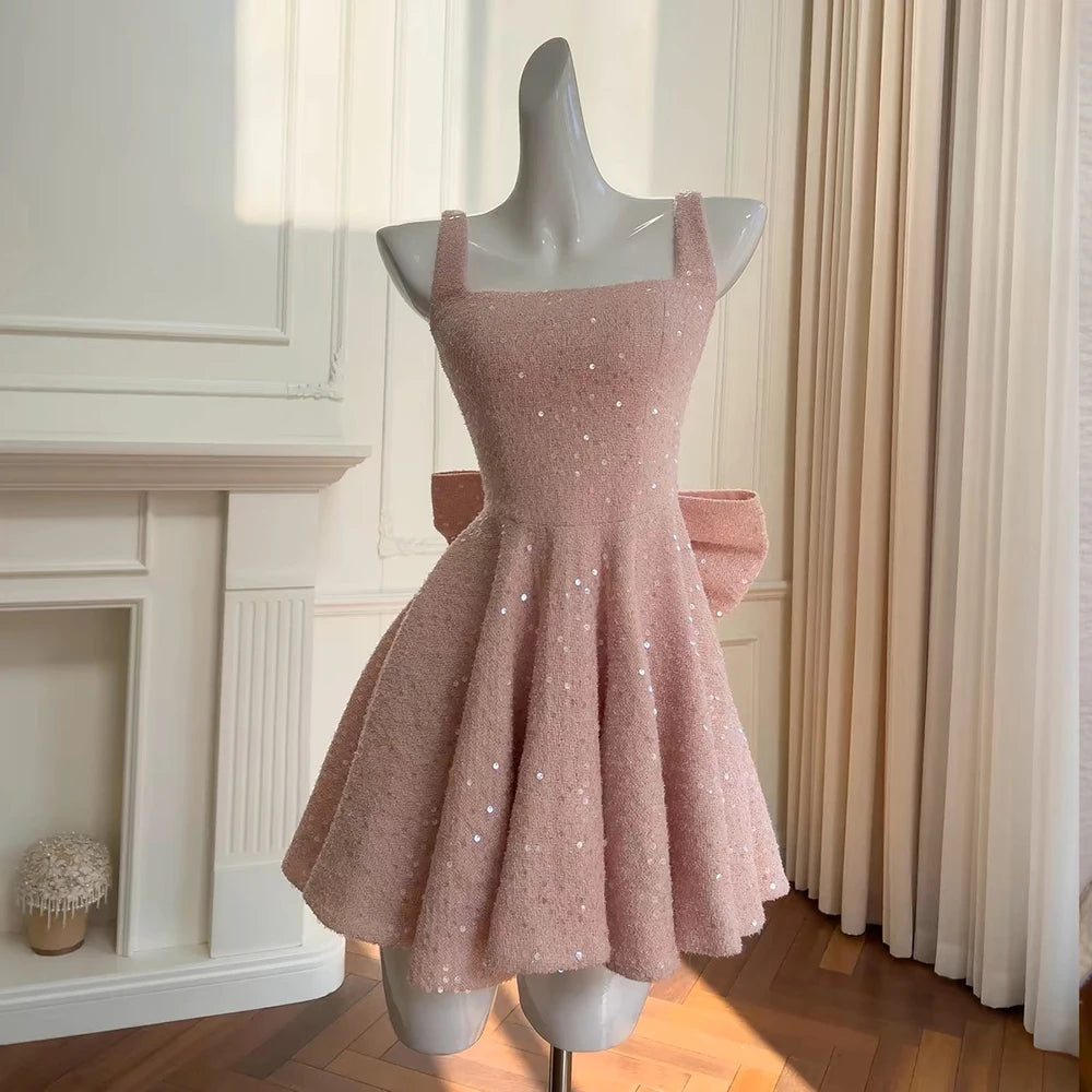 Luxury Sparkle Bow Mini Dress