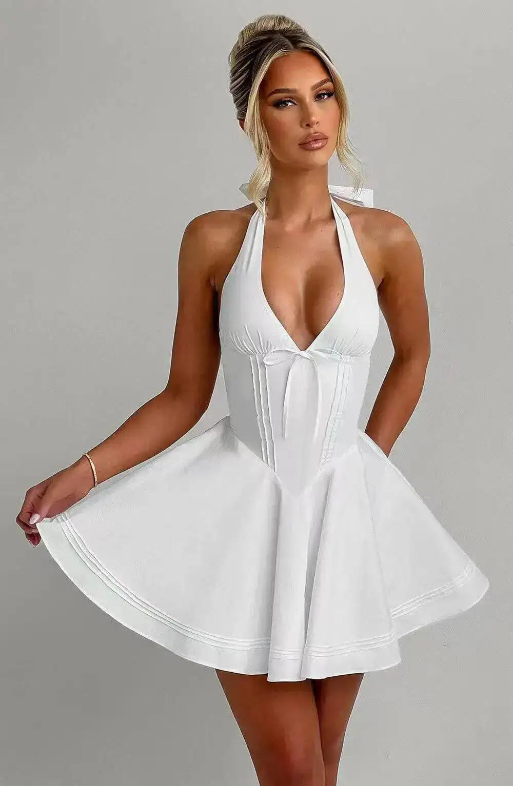 Elegant Halter Neck Backless Mini Dress