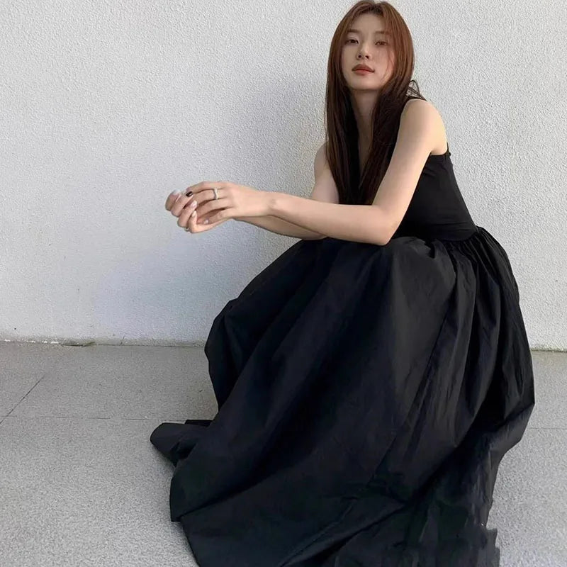 Elegant Korean Style A-Line Maxi Dress for Women