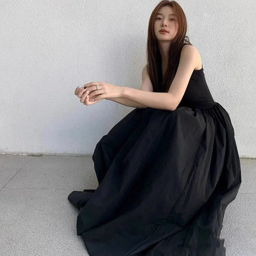 Elegant Korean Style A-Line Maxi Dress for Women