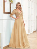 Elegant Sequin V-Neck Maxi Evening Dress