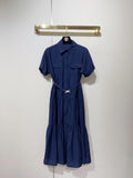 Classic Elegant Midi Dress with Waist Belt