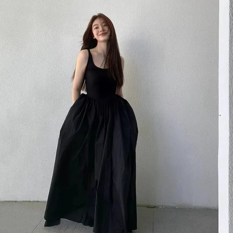 Elegant Korean Style A-Line Maxi Dress for Women