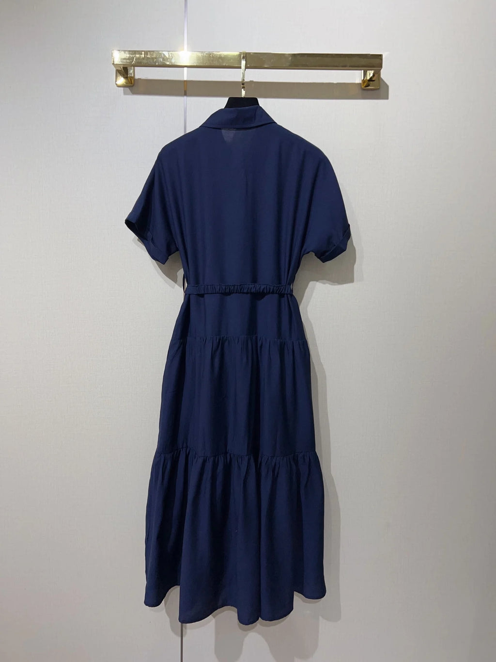 Classic Elegant Midi Dress with Waist Belt