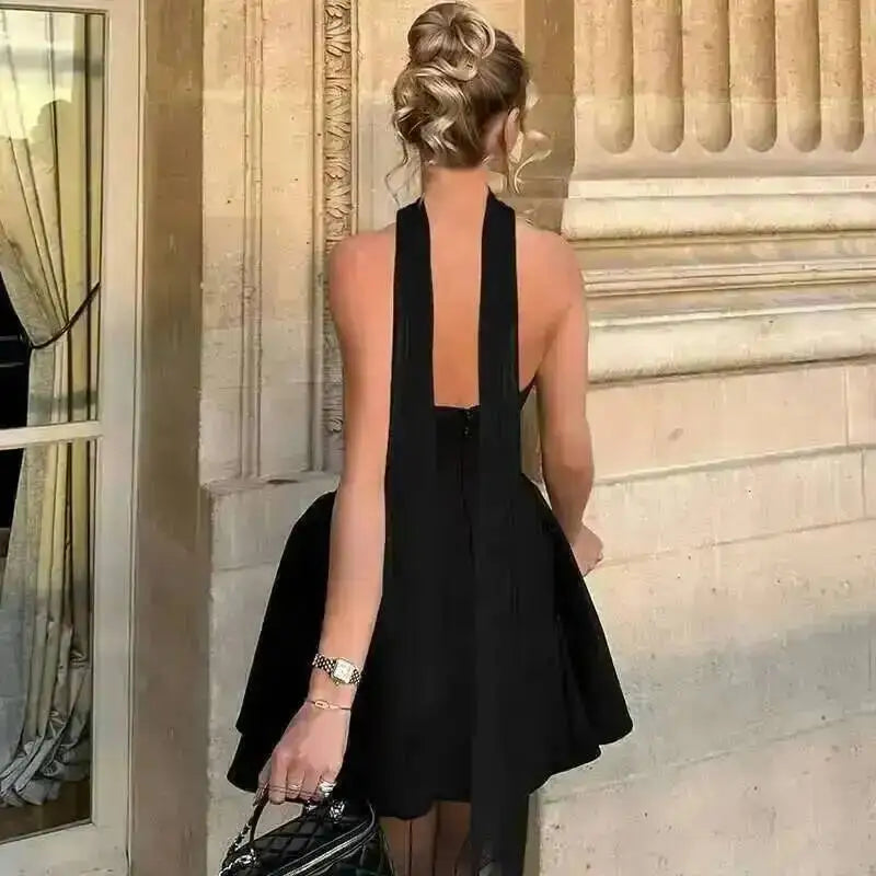 Elegant Halter Neck Backless Mini Dress