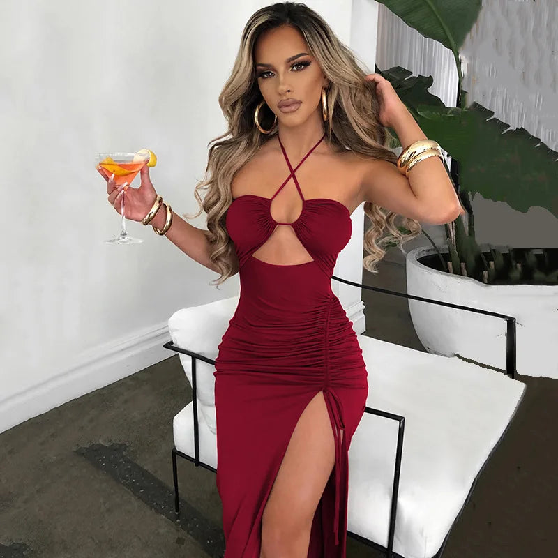 : ✨ Midnight Temptation Cut-Out Maxi Dress