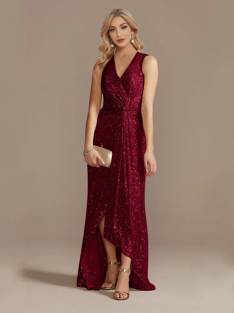 Luxury Sequin Sleeveless Evening Gown