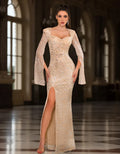 Luxury Sequin Bell Sleeve Evening Gown