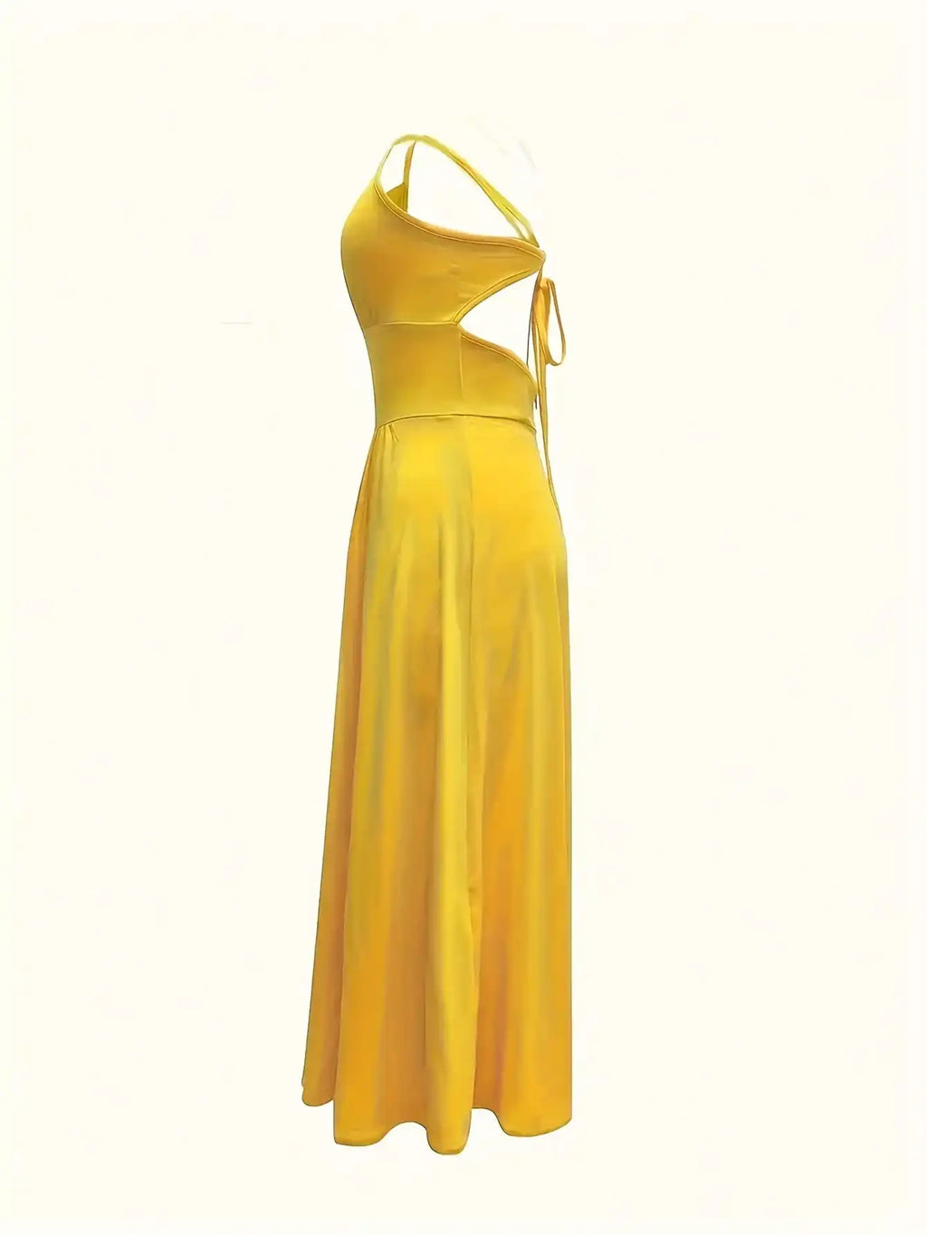 Elegant Yellow Slit Maxi Party Dress
