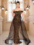 Luxury Off-Shoulder Sequin Evening Gown