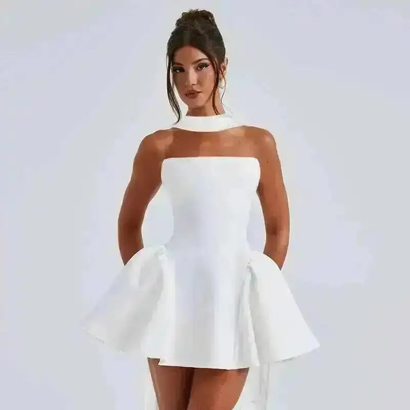 Elegant Halter Neck Backless Mini Dress