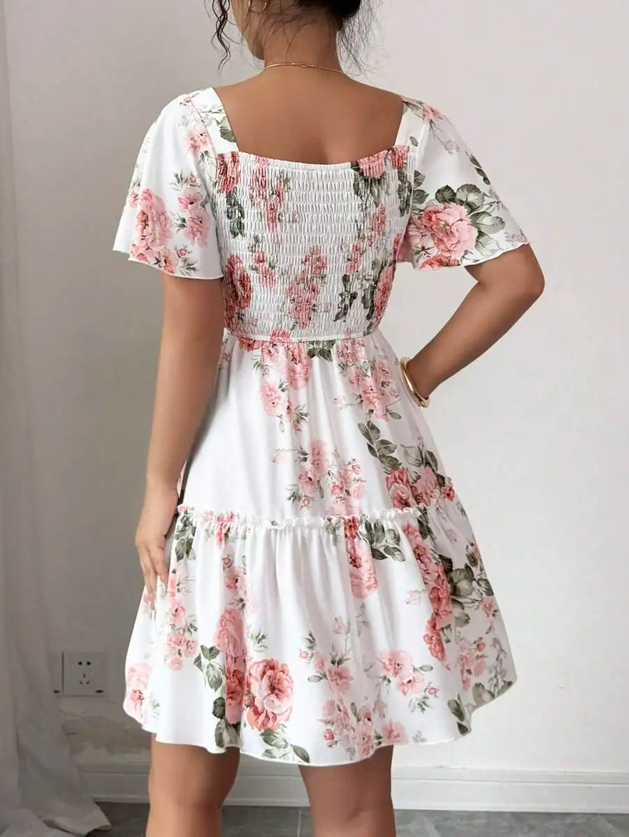 Floral Puff Sleeve Mini Dress