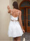 White Bow Back Mini Dress