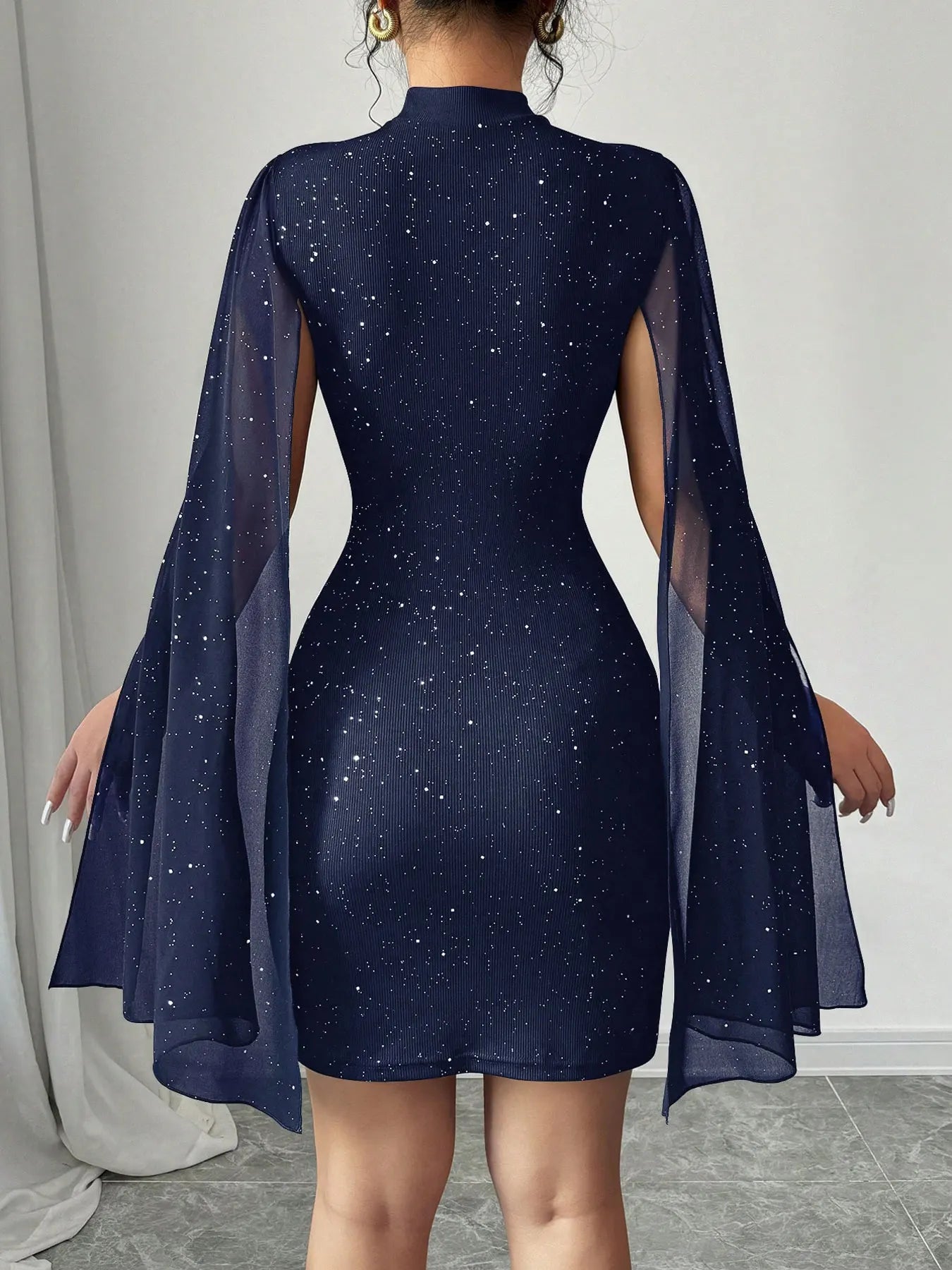 Starlight Cape Sleeve Mini Dress