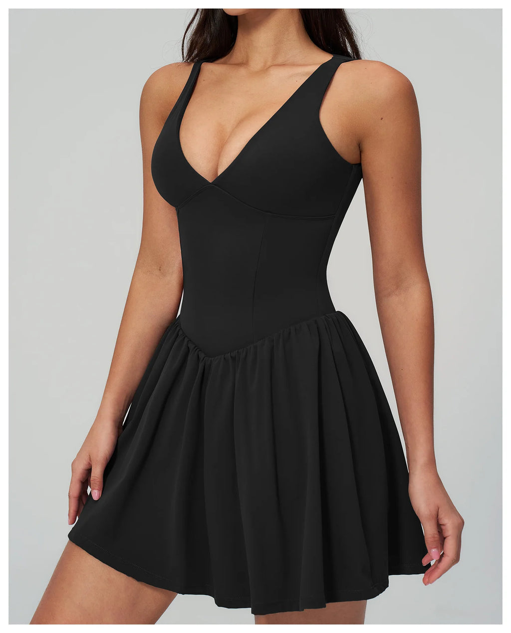 Elegant V-Neck Sleeveless Mini Dress | Luree Fashions