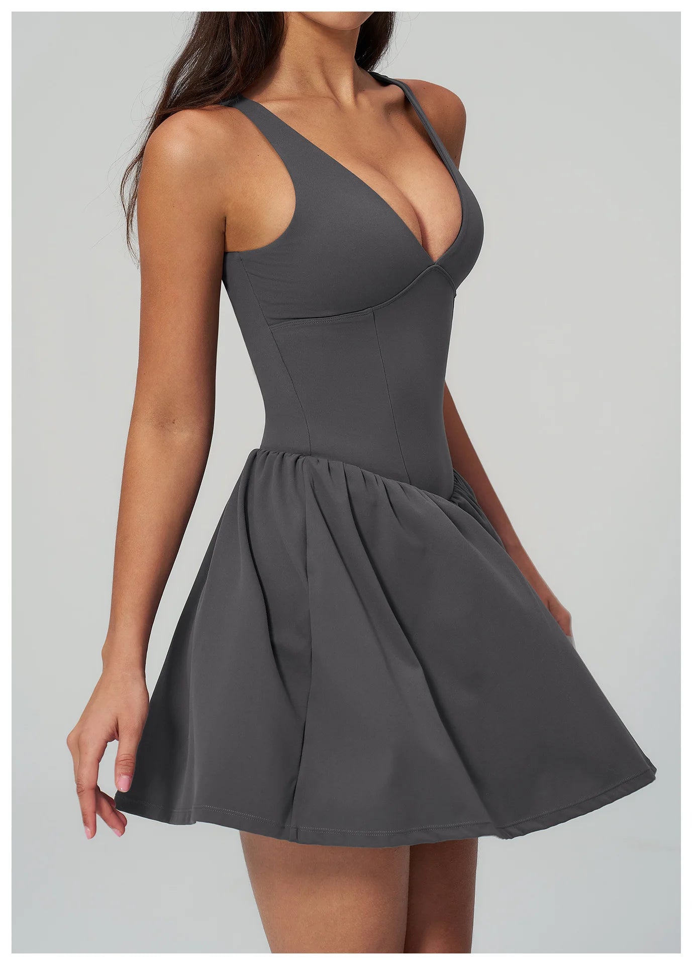 Elegant V-Neck Sleeveless Mini Dress | Luree Fashions