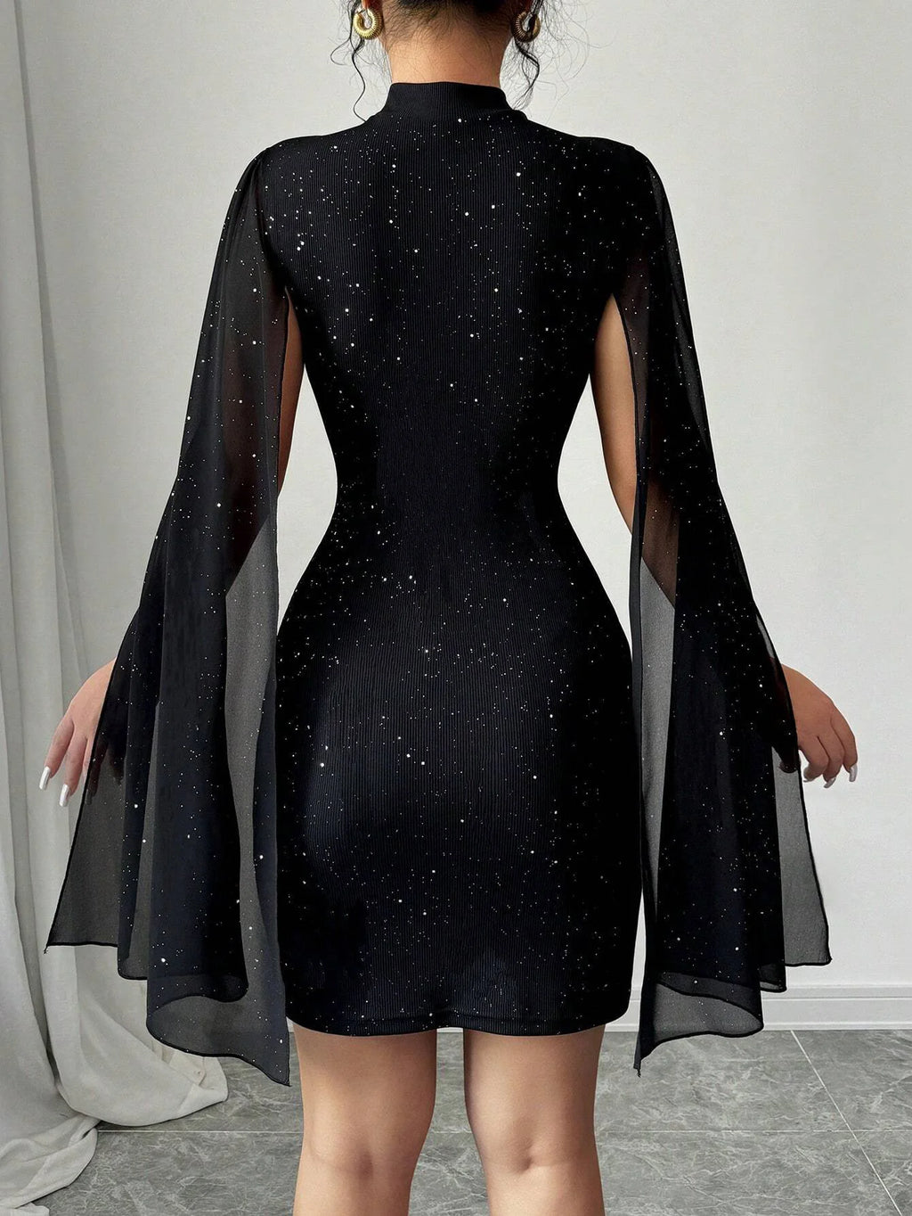 Starlight Cape Sleeve Mini Dress