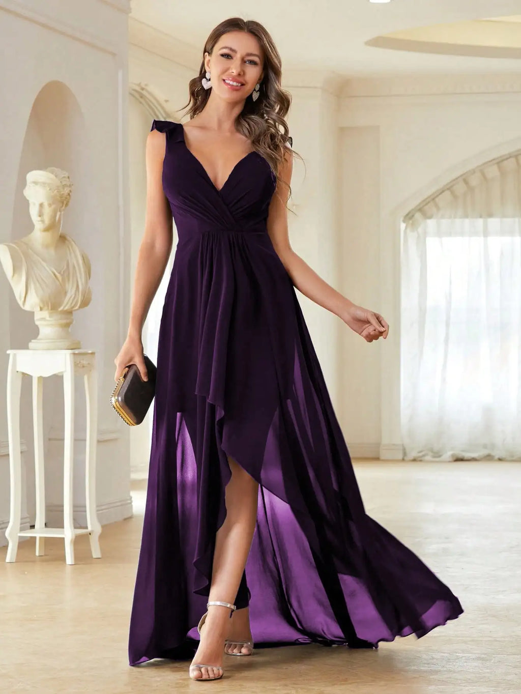 Elegant Chiffon-high-low-maxi-dress