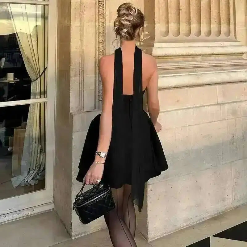 Elegant Halter Neck Backless Mini Dress