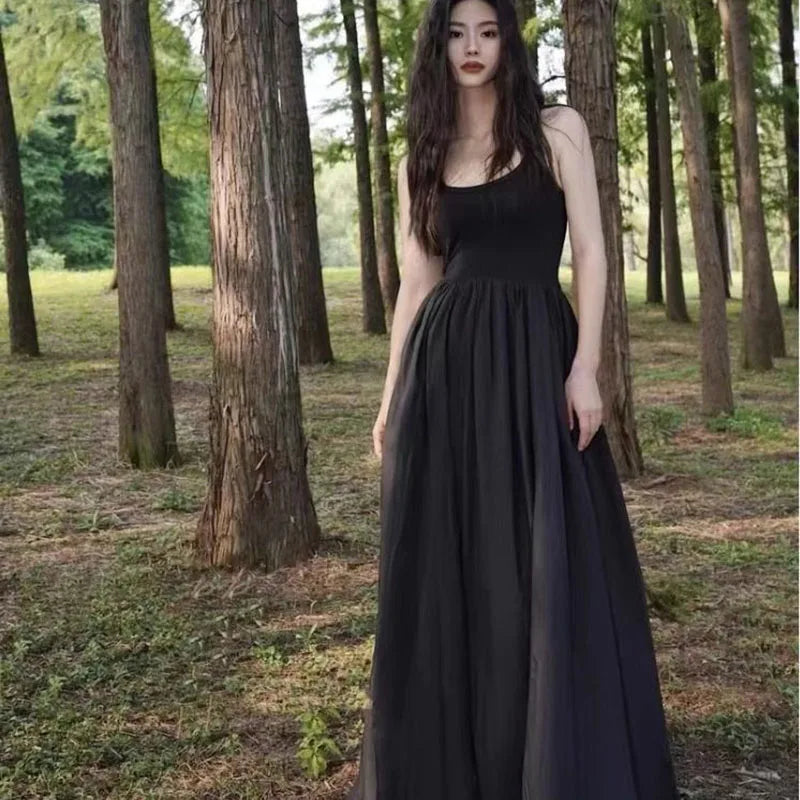 Elegant Korean Style A-Line Maxi Dress for Women