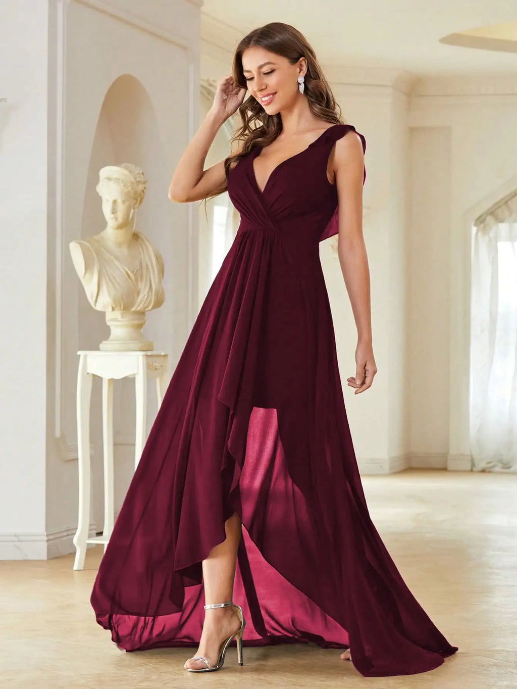Elegant Chiffon-high-low-maxi-dress