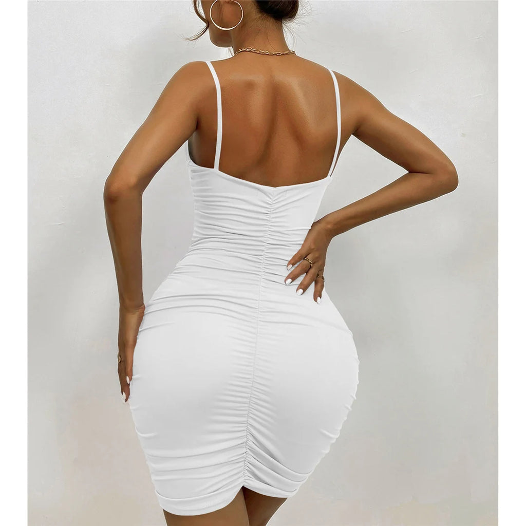 Elegant Ruched Bodycon Mini Dress for Women