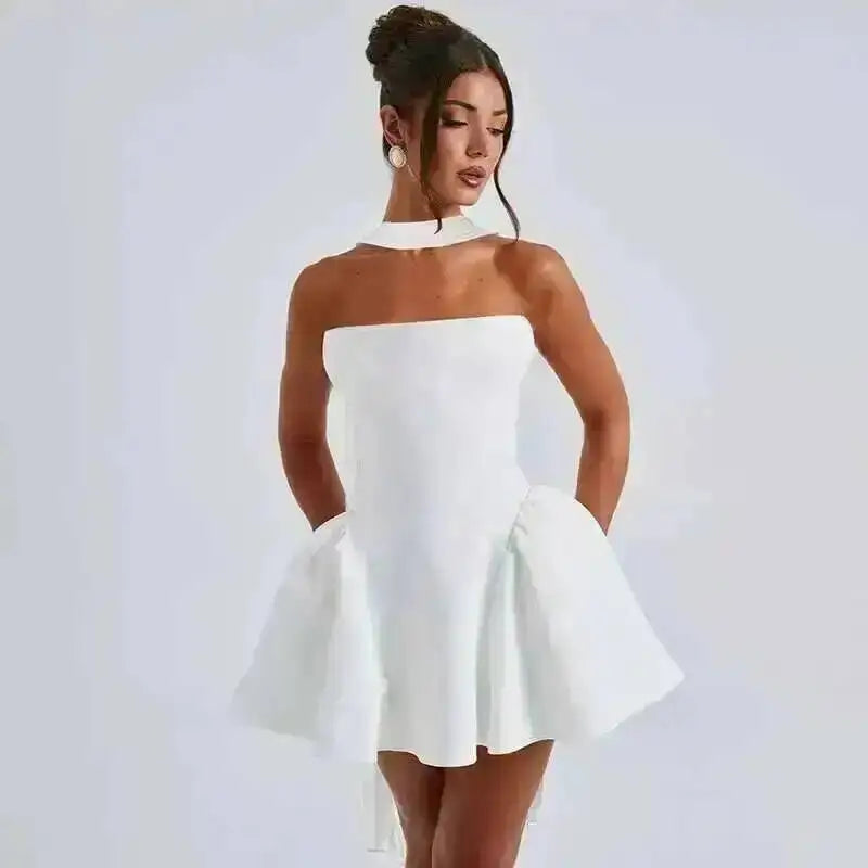 Elegant Halter Neck Backless Mini Dress