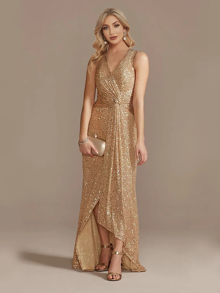 Luxury Sequin Sleeveless Evening Gown