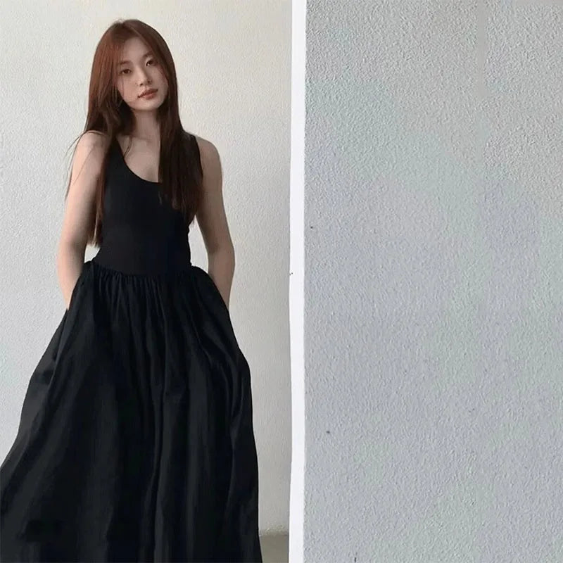 Elegant Korean Style A-Line Maxi Dress for Women