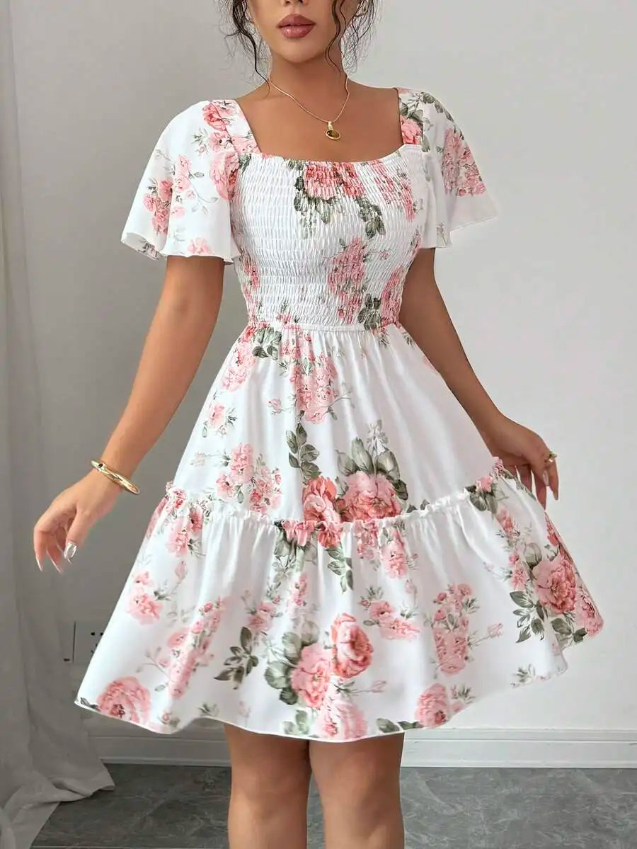 Floral Puff Sleeve Mini Dress