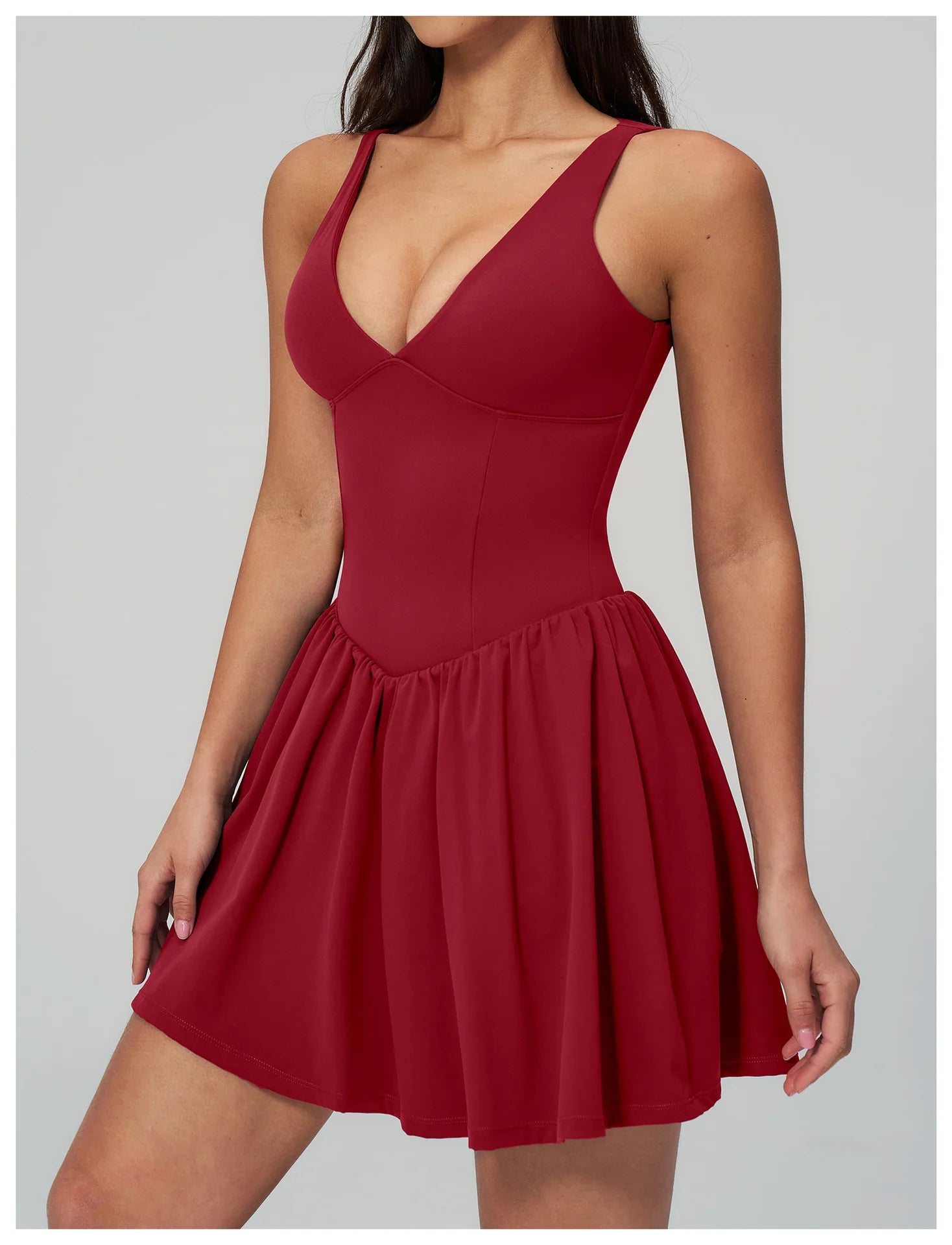 Elegant V-Neck Sleeveless Mini Dress | Luree Fashions