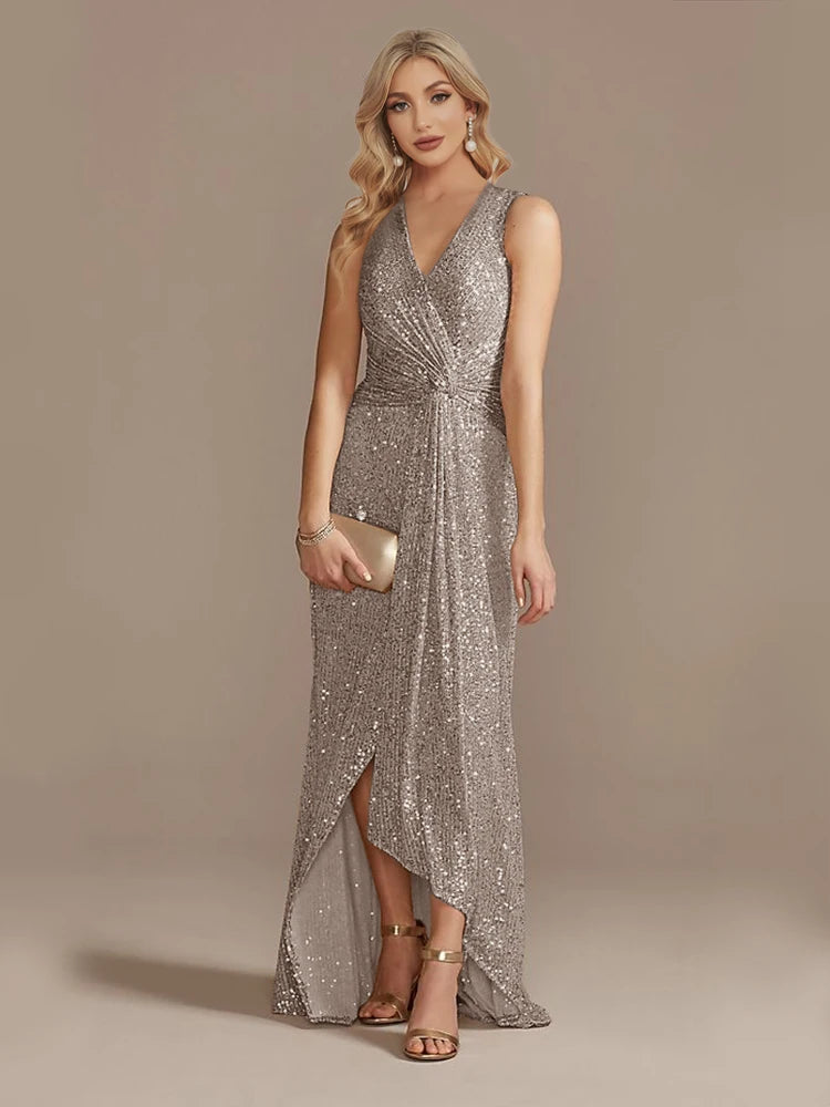 Luxury Sequin Sleeveless Evening Gown
