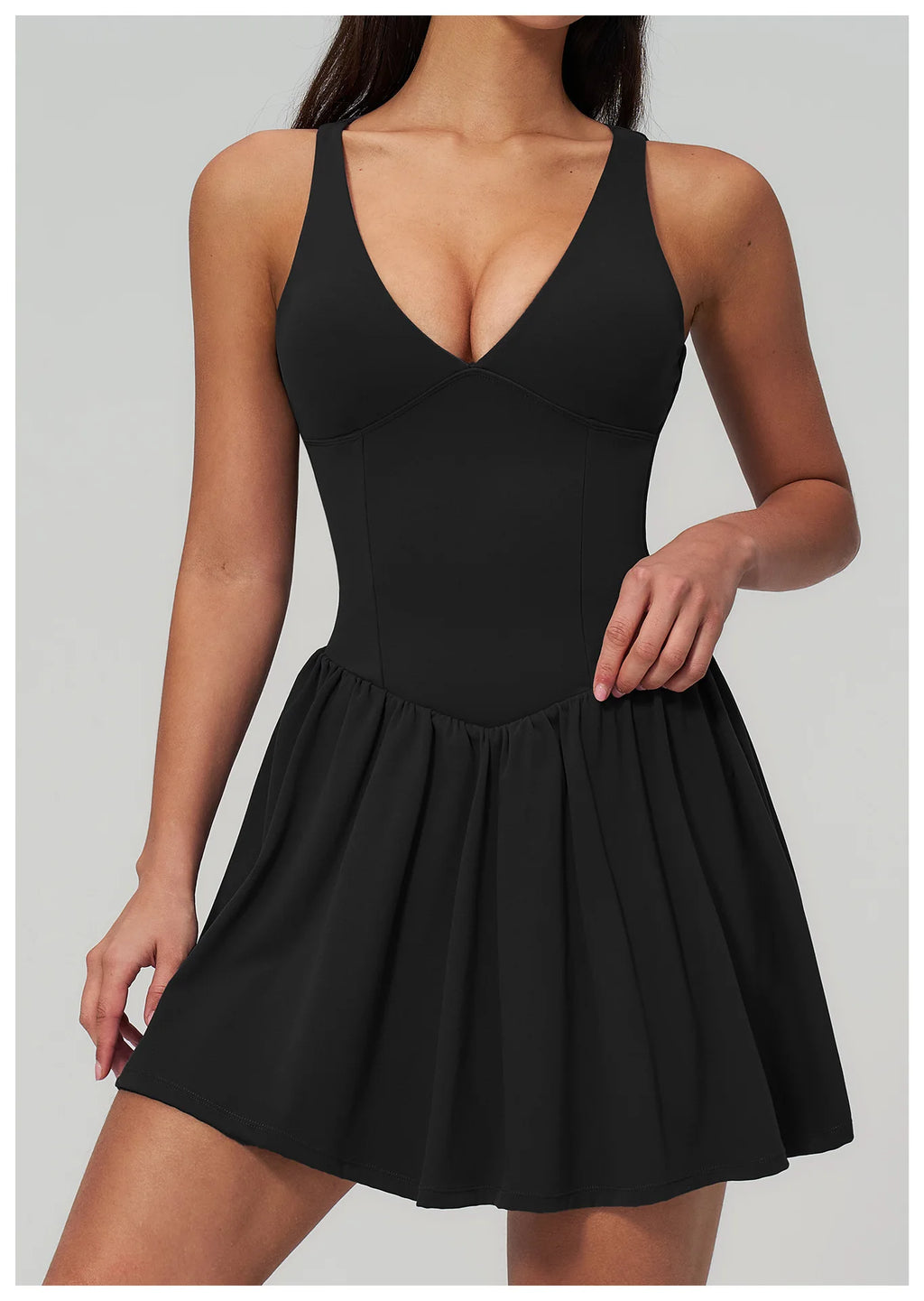 Elegant V-Neck Sleeveless Mini Dress | Luree Fashions