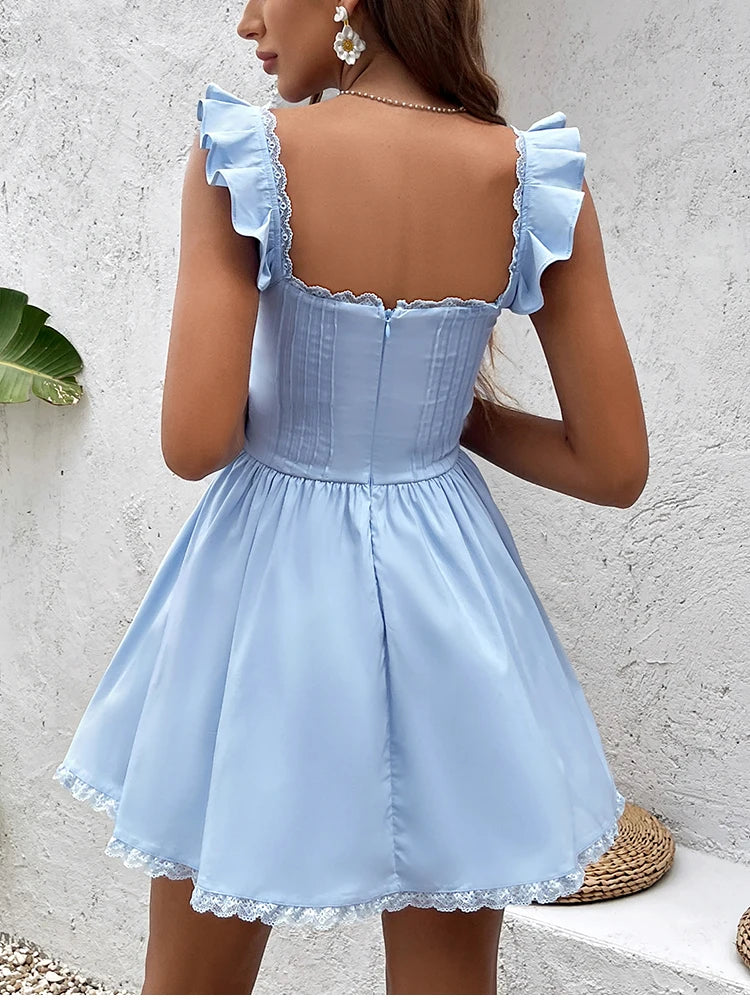 Sky Blue Ruffle Mini Dress