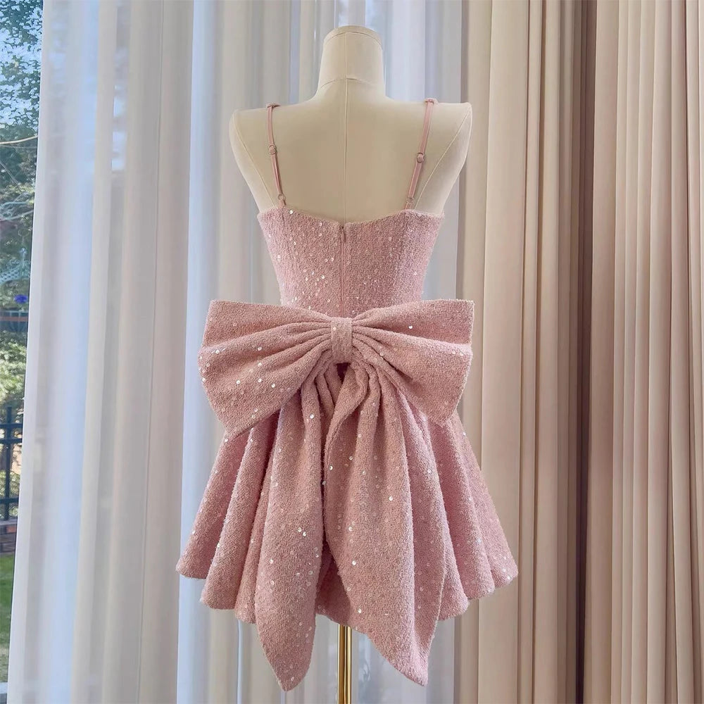 Luxury Sparkle Bow Mini Dress