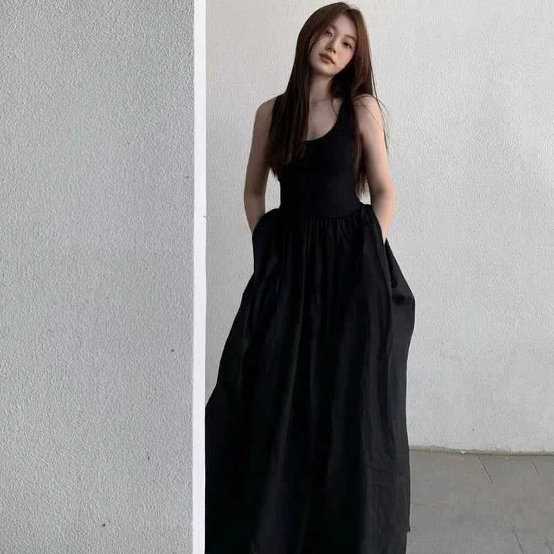 Elegant Korean Style A-Line Maxi Dress for Women