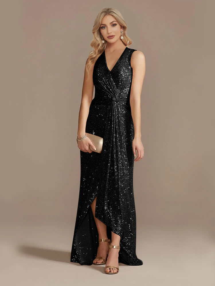 Luxury Sequin Sleeveless Evening Gown